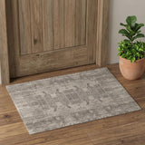 2' X 3' Gray and Silver Abstract Hand Woven Worn Faded Area Rug