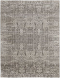 2' X 3' Gray and Silver Abstract Hand Woven Worn Faded Area Rug