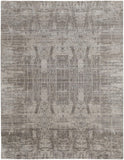 2' X 3' Gray and Silver Abstract Hand Woven Worn Faded Area Rug