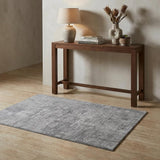 3' X 5' Light Blue and Silver Abstract Hand Woven Worn Faded Area Rug