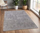 4' X 6' Gray and Silver Abstract Hand Woven Worn Faded Area Rug