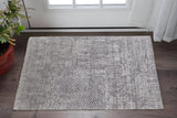 2' X 3' Gray and Silver Abstract Hand Woven Worn Faded Area Rug