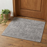 2' X 3' Gray and Silver Abstract Hand Woven Worn Faded Area Rug