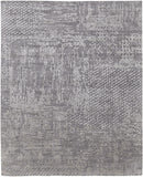 2' X 3' Gray and Silver Abstract Hand Woven Worn Faded Area Rug