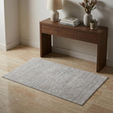 3' X 5' Ivory and Gray Abstract Hand Woven Worn Faded Area Rug