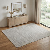 4' X 6' Ivory and Gray Abstract Hand Woven Worn Faded Area Rug