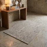 3' X 5' Ivory and Gray Abstract Hand Woven Worn Faded Area Rug