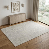 4' X 6' Ivory and Gray Abstract Hand Woven Worn Faded Area Rug