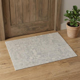 2' X 3' Ivory and Gray Abstract Hand Woven Worn Faded Area Rug