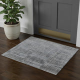 3' X 5' Blue Ivory And Gray Abstract Hand Woven Distressed Area Rug