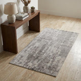 3' X 5' Gray and Ivory Abstract Hand Woven Worn Faded Area Rug