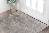 2' X 3' Gray and Ivory Abstract Hand Woven Worn Faded Area Rug