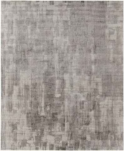 2' X 3' Gray and Ivory Abstract Hand Woven Worn Faded Area Rug