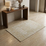 3' X 5' Yellow and Ivory Abstract Hand Woven Area Rug