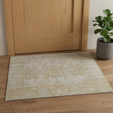2' X 3' Yellow and Ivory Abstract Hand Woven Area Rug