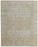 2' X 3' Yellow and Ivory Abstract Hand Woven Area Rug