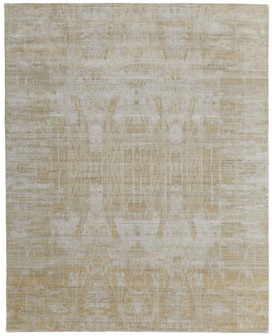 5' X 8' Tan and Ivory Abstract Power Loom Worn Faded Area Rug