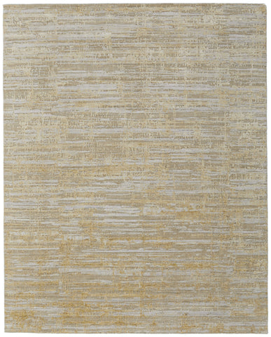 4' X 6' Yellow and Ivory Abstract Hand Woven Area Rug