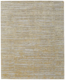 2' X 3' Yellow and Ivory Abstract Hand Woven Area Rug
