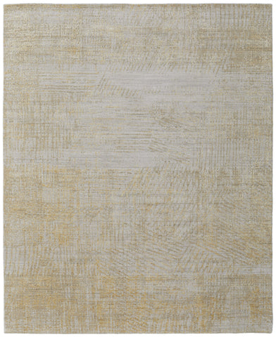 2' X 3' Yellow and Ivory Abstract Hand Woven Area Rug