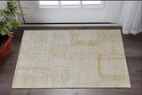 3' X 5' Yellow and Ivory Abstract Hand Woven Area Rug