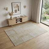 4' X 6' Yellow and Ivory Abstract Hand Woven Area Rug