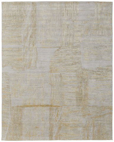 4' X 6' Yellow and Ivory Abstract Hand Woven Area Rug