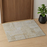 2' X 3' Yellow and Ivory Abstract Hand Woven Area Rug