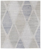 4' X 6' Ivory and Blue Geometric Hand Woven Area Rug
