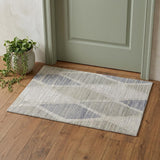 2' X 3' Ivory and Blue Geometric Hand Woven Area Rug