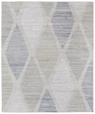 2' X 3' Ivory and Blue Geometric Hand Woven Area Rug