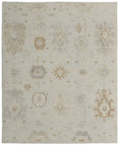 4' X 6' Tan and Gray Wool Floral Hand Knotted Area Rug
