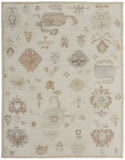 2' X 3' Ivory Tan and Gray Wool Floral Hand Knotted Area Rug