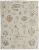2' X 3' Ivory Tan and Gray Wool Floral Hand Knotted Area Rug