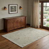 4' X 6' Gray and Brown Wool Floral Hand Knotted Area Rug