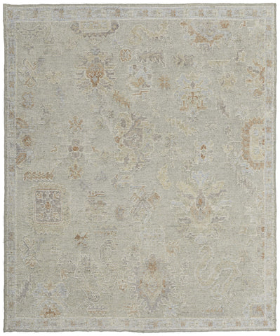 2' X 3' Gray and Brown Wool Floral Hand Knotted Area Rug