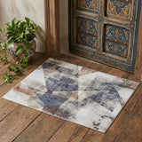 2' X 3' Gray Blue and Ivory Checkered Power Loom Area Rug