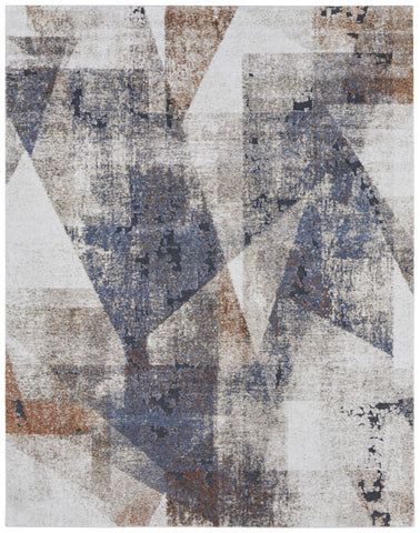 2' X 3' Gray Blue and Ivory Checkered Power Loom Area Rug