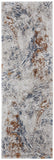 8' Ivory Blue and Brown Abstract Power Loom Runner Rug