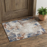 2' X 3' Blue Gray and Brown Abstract Power Loom Worn Faded Area Rug