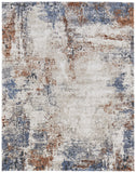 2' X 3' Blue Gray and Brown Abstract Power Loom Worn Faded Area Rug