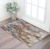 2' X 3' Ivory Blue and Brown Abstract Power Loom Area Rug