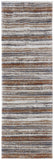 8' Ivory Blue and Brown Striped Power Loom Runner Rug