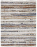 2' X 3' Ivory Blue and Brown Striped Power Loom Area Rug
