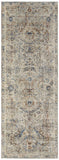 10' Red Tan and Blue Oriental Power Loom Worn Faded Runner Rug With Fringe