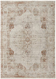 3' X 5' Gray Ivory And Burnt Orange Oriental Distressed Area Rug With Fringe
