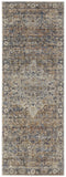 12' Tan Blue and Brown Oriental Power Loom Runner Rug With Fringe