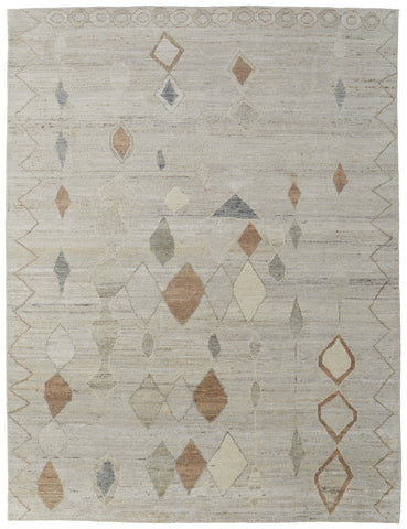 2' X 3' Tan Brown and Gray Wool Moroccan Hand Knotted Area Rug