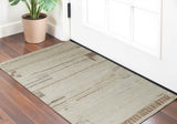 2' X 3' Gray Tan and Green Wool Abstract Hand Knotted Area Rug