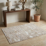 3' X 5' Ivory Gray and Tan Abstract Power Loom Worn Faded Area Rug